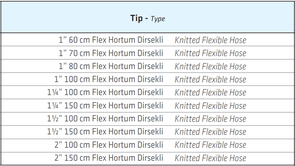 Kurtez Galvaniz Örgülü Flex Hortum 2’’ 1,0 m Dirsekli