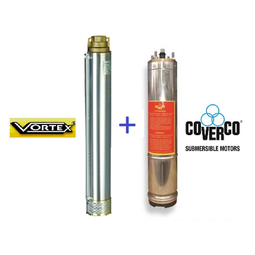 Coverco 4 inç 380 V 2 HP Motor ve Vortex 18 GM – 07 2 HP 2 inç Çıkışlı Dalgıç Pompa