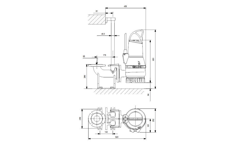 Grundfos DP10.65.26.2.50B Parçalayıcı Bıçaklı Dalgıç Drenaj Pompası