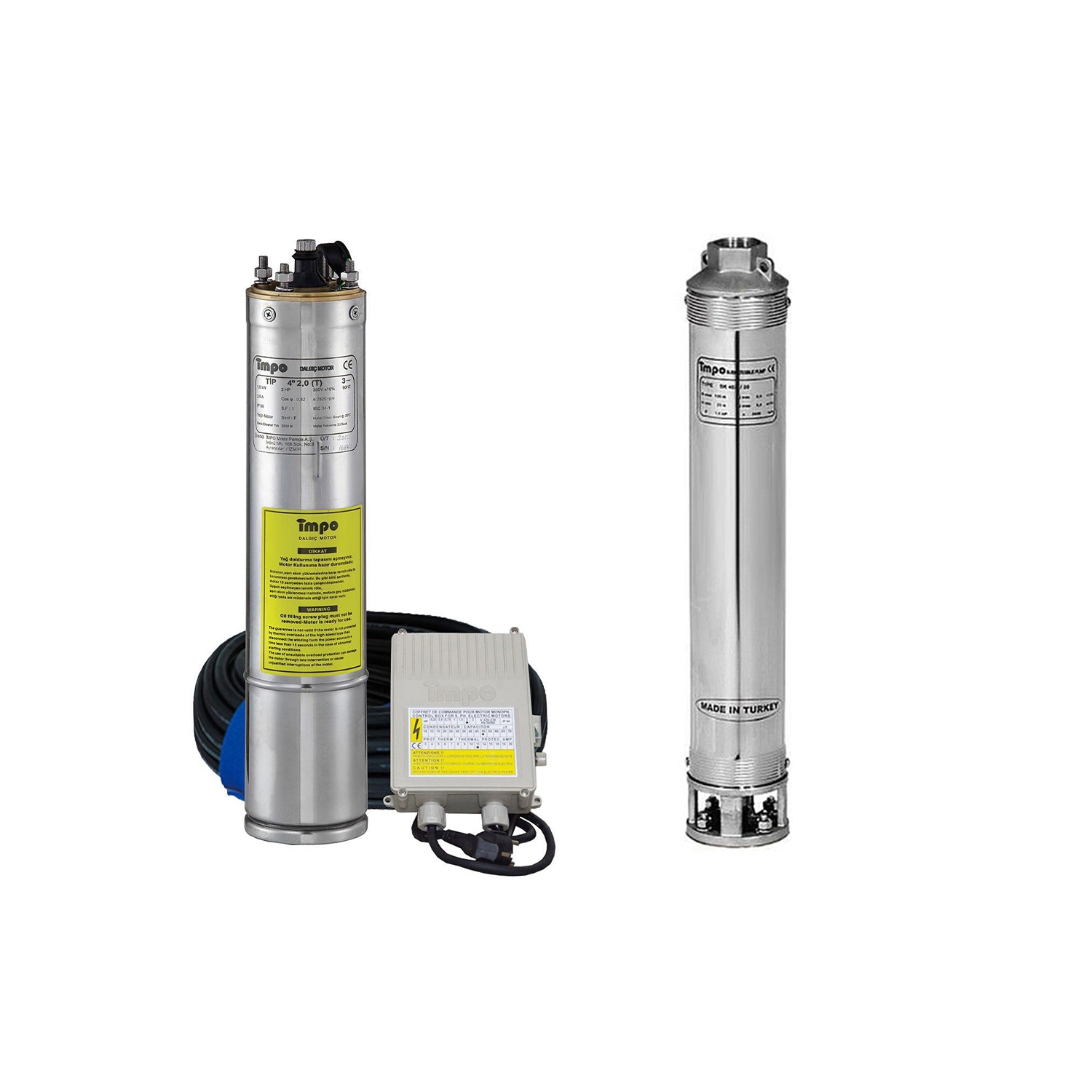 İmpo Paket Dalgıç Motor Ve Pompa (Paket 12) 1 HP  4’’ 220 V Kendinden 30 M Kablolu Ve Kumanda Panolu