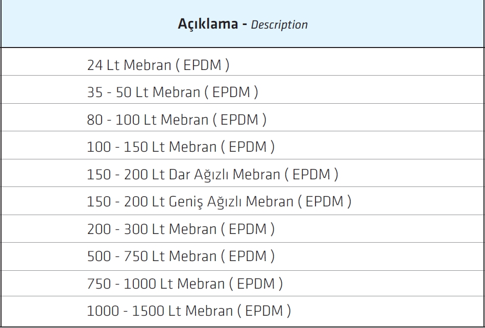EPDM Membran 200-300 Lt Hidrofor Tankı Membran