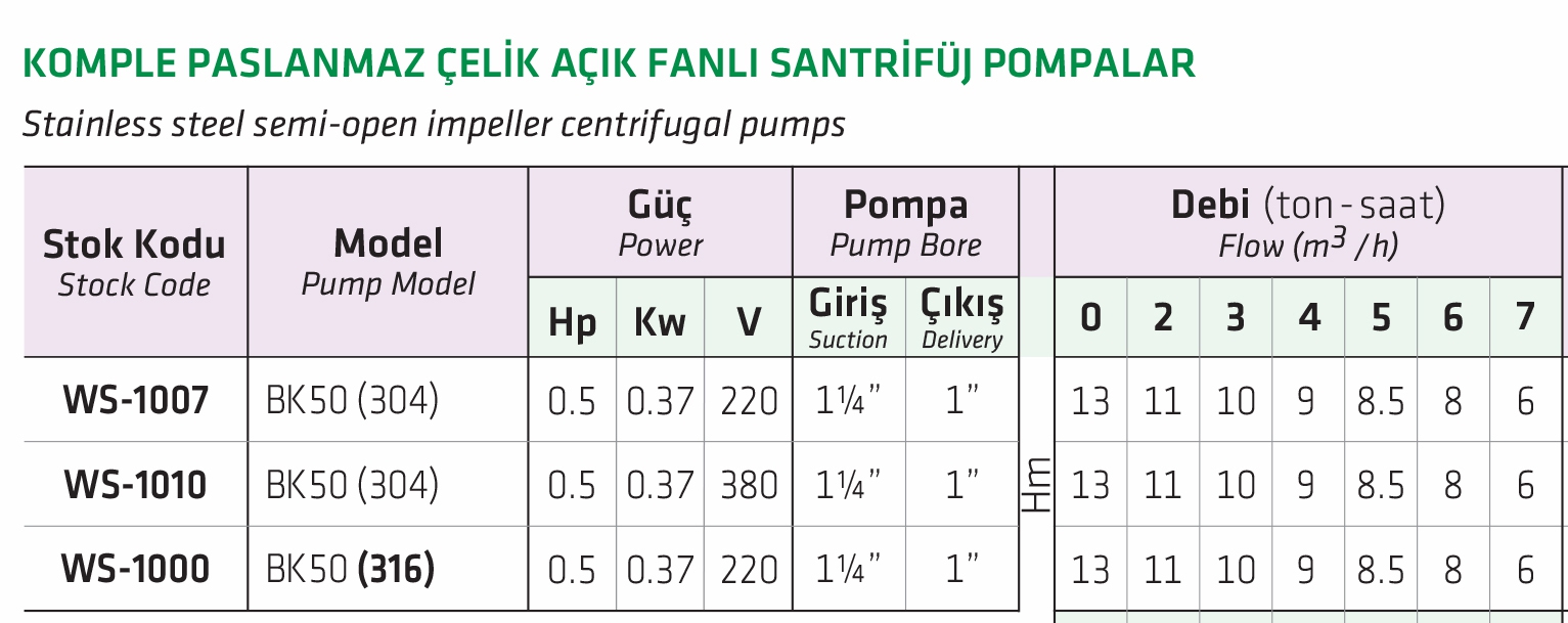 Water Sound BK50 (316) 0.5 HP Komple Paslanmaz Çelik Açık Fanlı Santrifüj Pompa