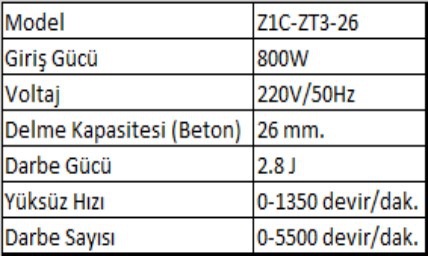 Mur-Cell Z1C-ZT3-26 800 W Kırıcı Delici Matkap